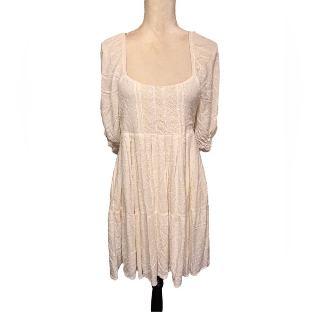 Altar'd State Cream Swiss Dot Mini Dress